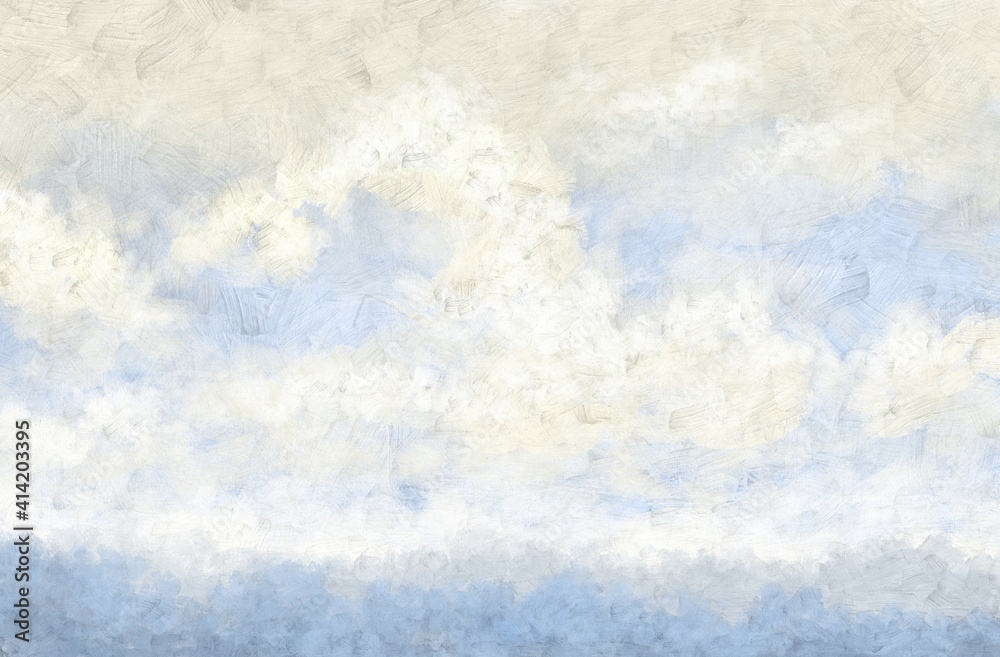 Fototapeta premium Oil paintings landscape, sky, blue background. Fine art.