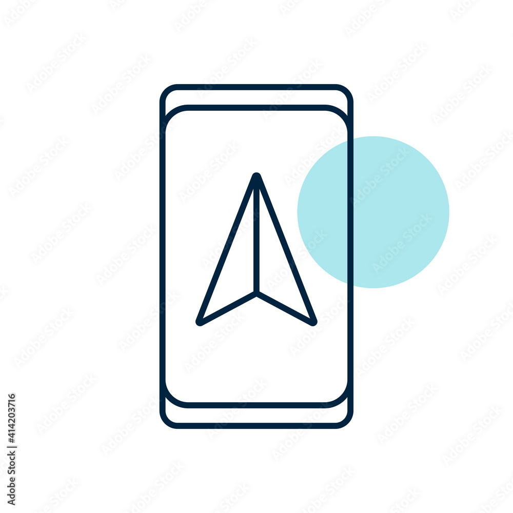 Smartphone with navigator vector icon