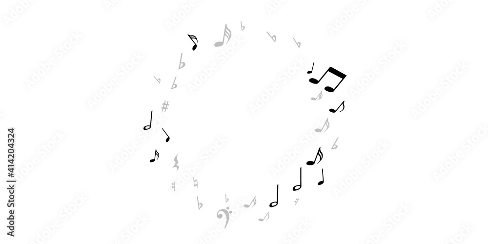Musical note symbols vector background. Melody
