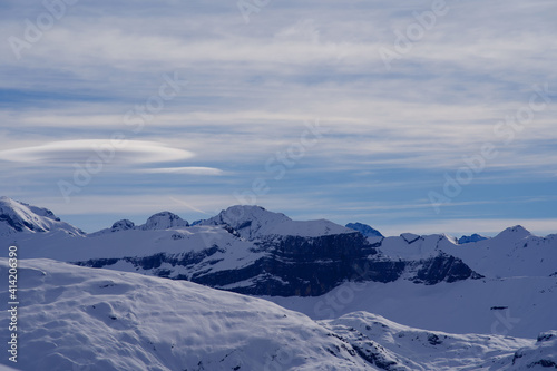 Fototapeta Naklejka Na Ścianę i Meble -  Panoramic landscape from Swiss ski resort Hoch-Ybrig, Switzerland.