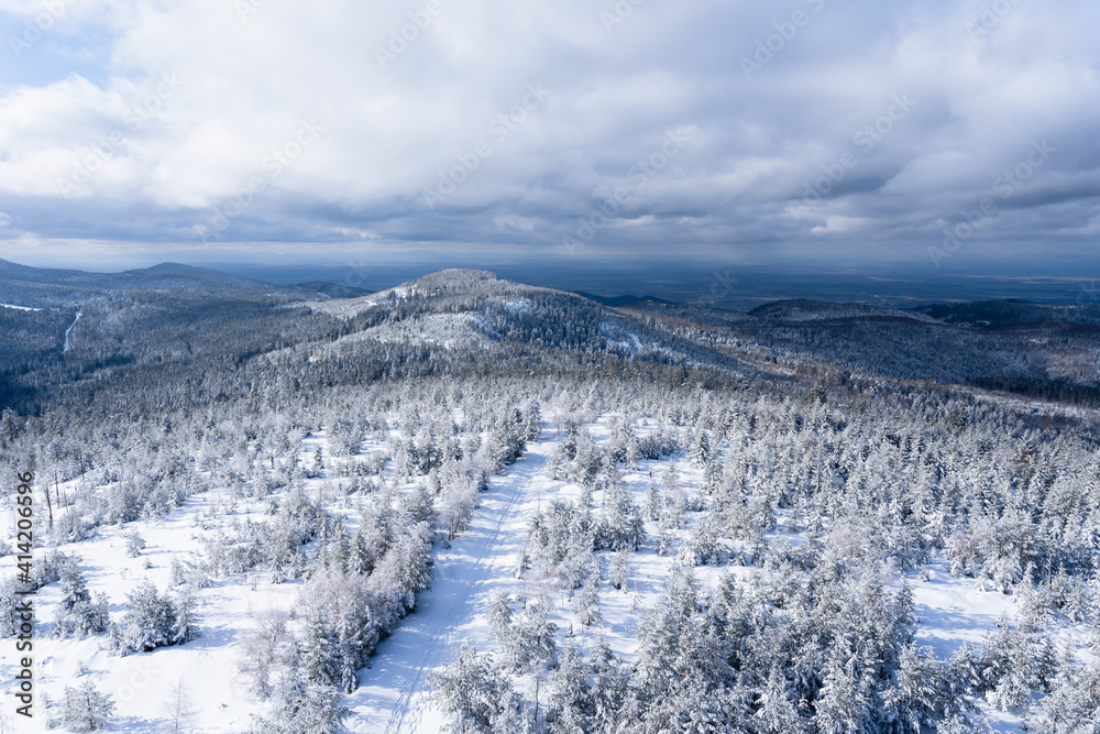 Beautiful landscape scenery in the mountains on a cold cloudy day. Beautiful landscape scenery in the mountains on a cold cloudy day.