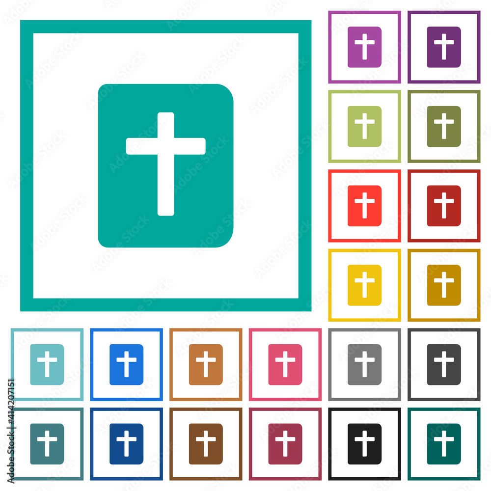 Holy bible flat color icons with quadrant frames Holy bible flat color icons with quadrant frames
