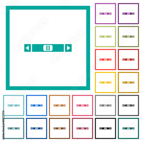 Horizontal scroll bar flat color icons with quadrant frames