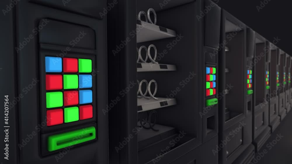 Multiple EmptyVending Machines in a row 4k. High quality 4k footage Multiple EmptyVending Machines in a row 4k. High quality 4k footage