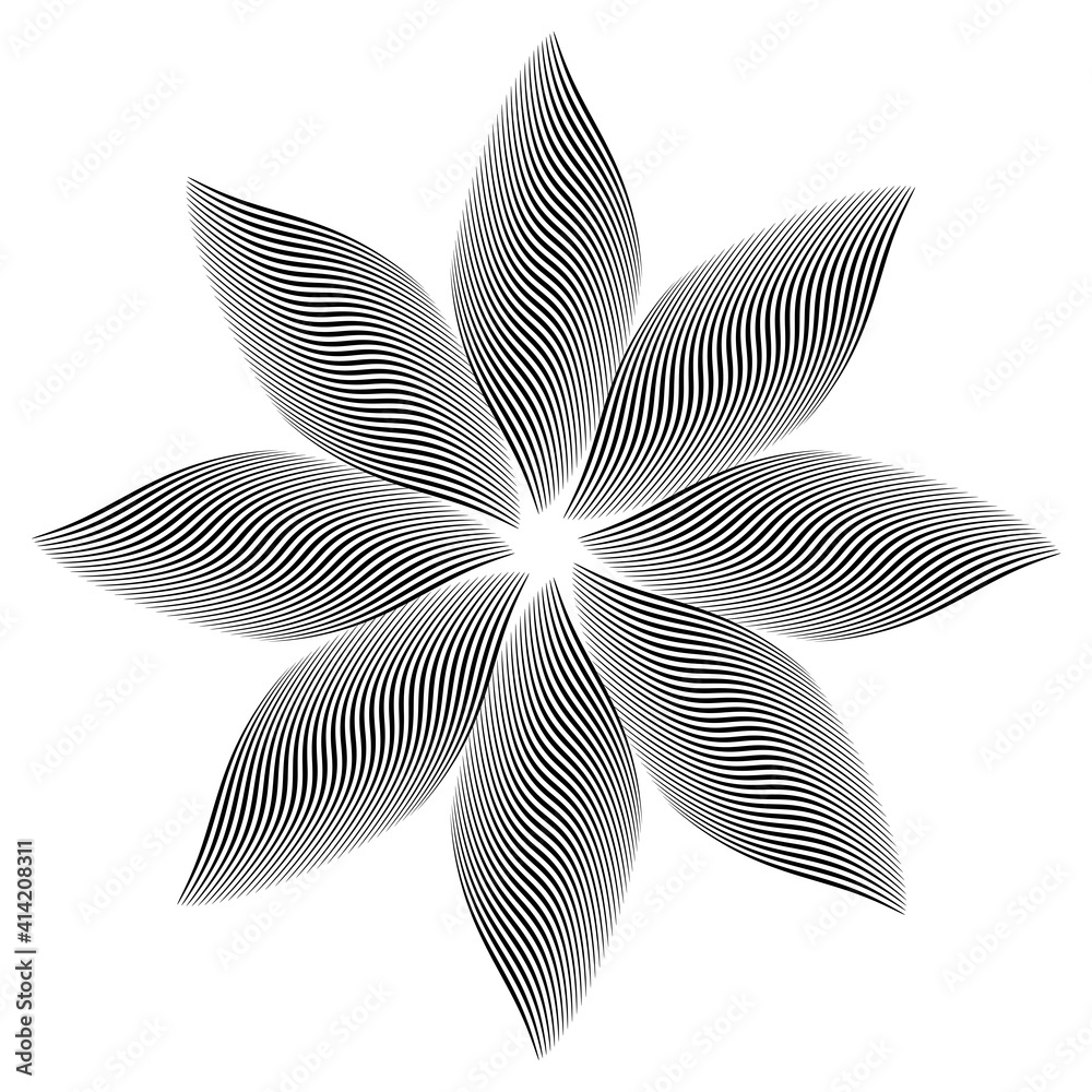 Wavy Lines Op Art Pattern In Flower Shape. Stock Vector | Adobe Stock