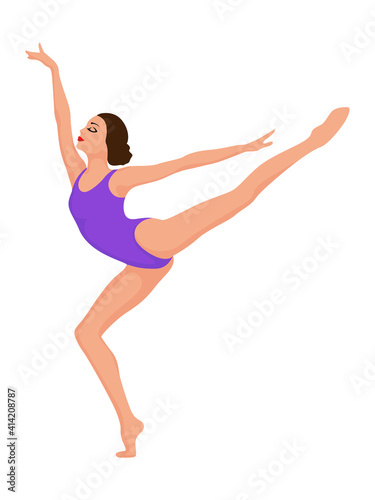 Lady dancer in violet leotard