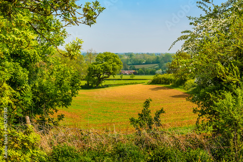 A view towards the Laughton hill near Market Harborough, UK in springtime