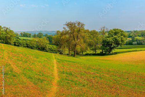 A view across a newly cultivated field near to the village of Laughton near Market Harborough, UK in springtime photo