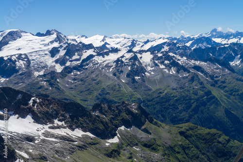 Hiking in the swiss alps  mountain landscape in summer