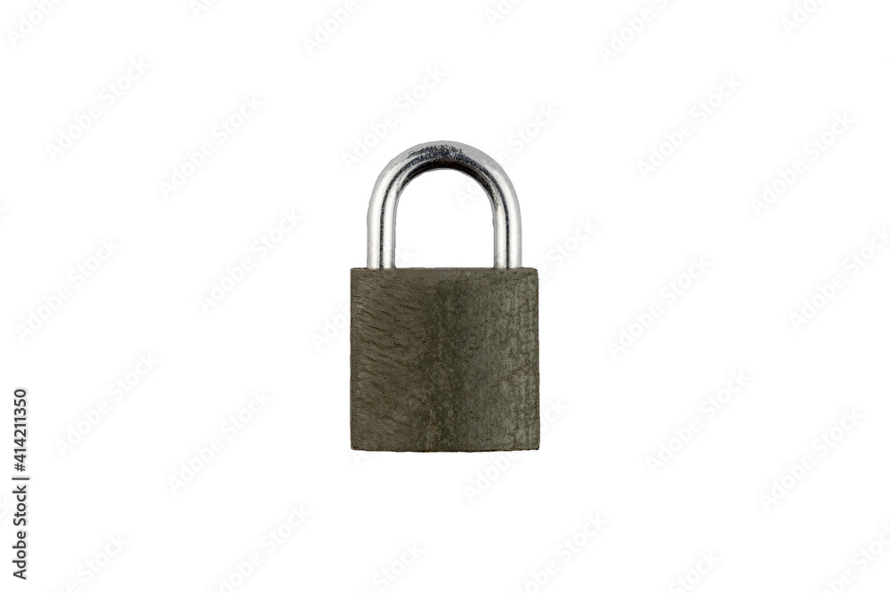 Gray metal padlock isolated on a white background. Gray metal padlock isolated on a white background.