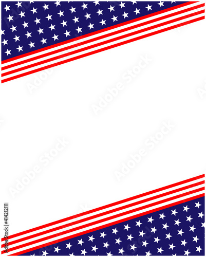 USA flag stars symbols background frame corner with empty space for your text.	
