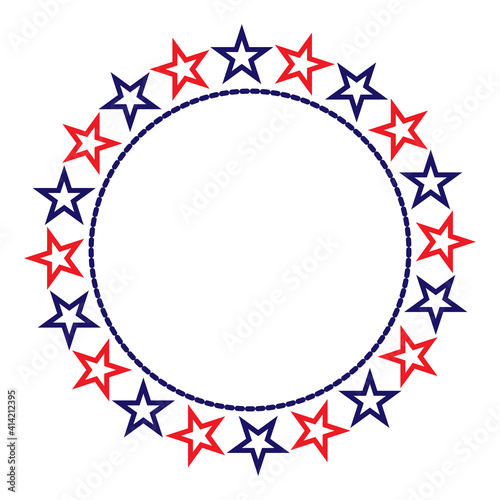 American flag symbols round border frame logo symbol card banner with empty space for text. 