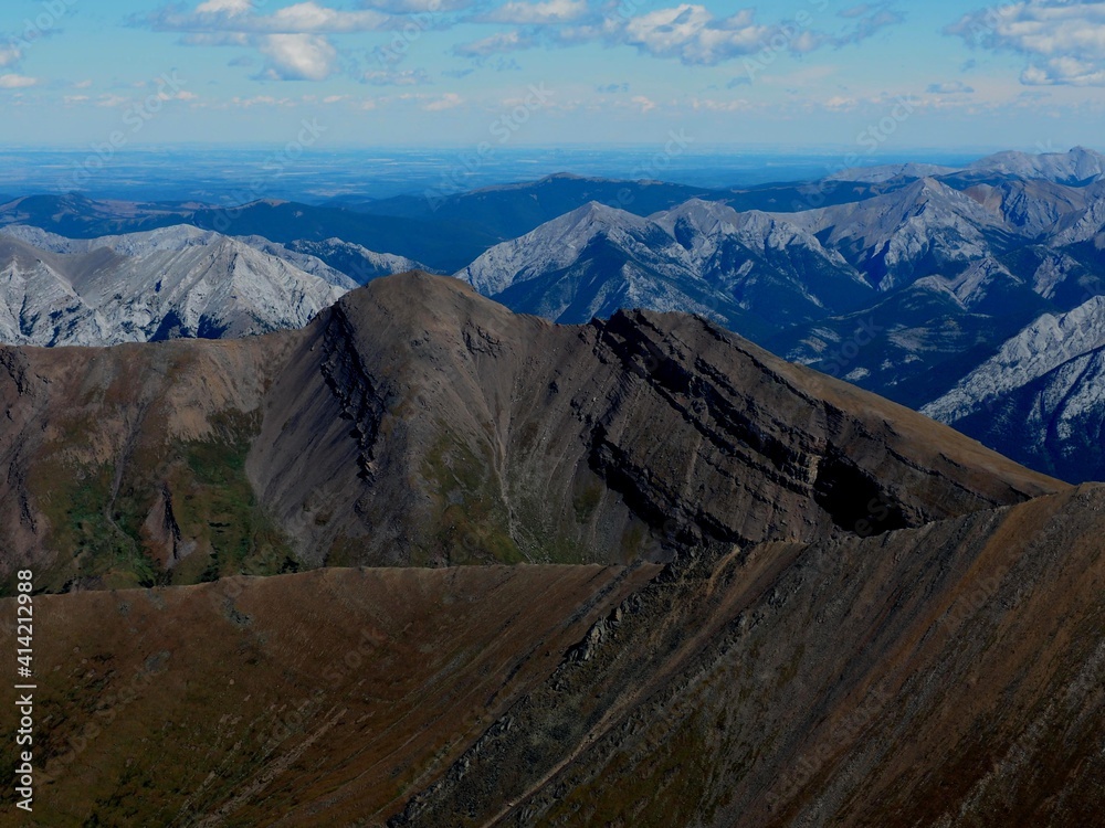 Title: View towards the Prairies at the summit of Mount Lougheed near Canmore Alberta Canada OLYMPUS DIGITAL CAMERA  