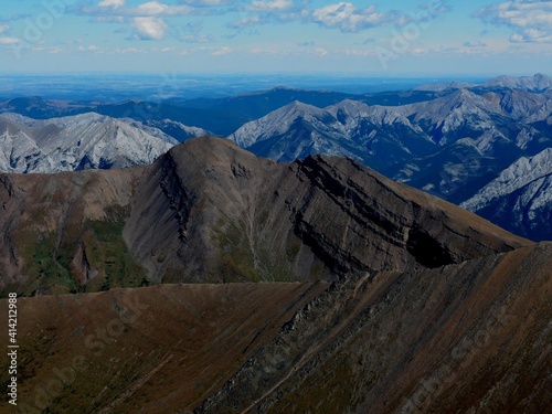 Title: View towards the Prairies at the summit of Mount Lougheed near Canmore Alberta Canada OLYMPUS DIGITAL CAMERA 