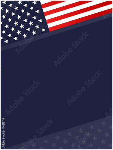 US abstract flag symbols corner border frame background with empty space for text.	
