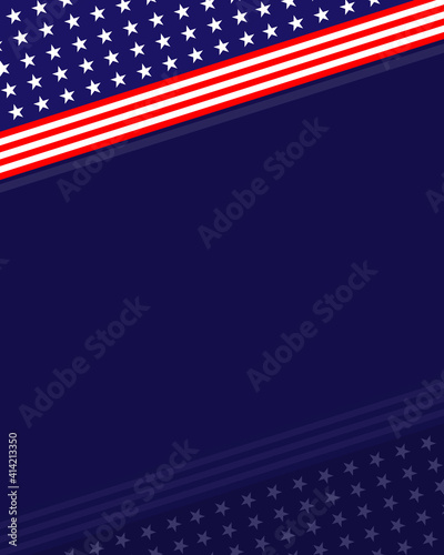 US abstract flag symbols background border frame with empty space for text.	
