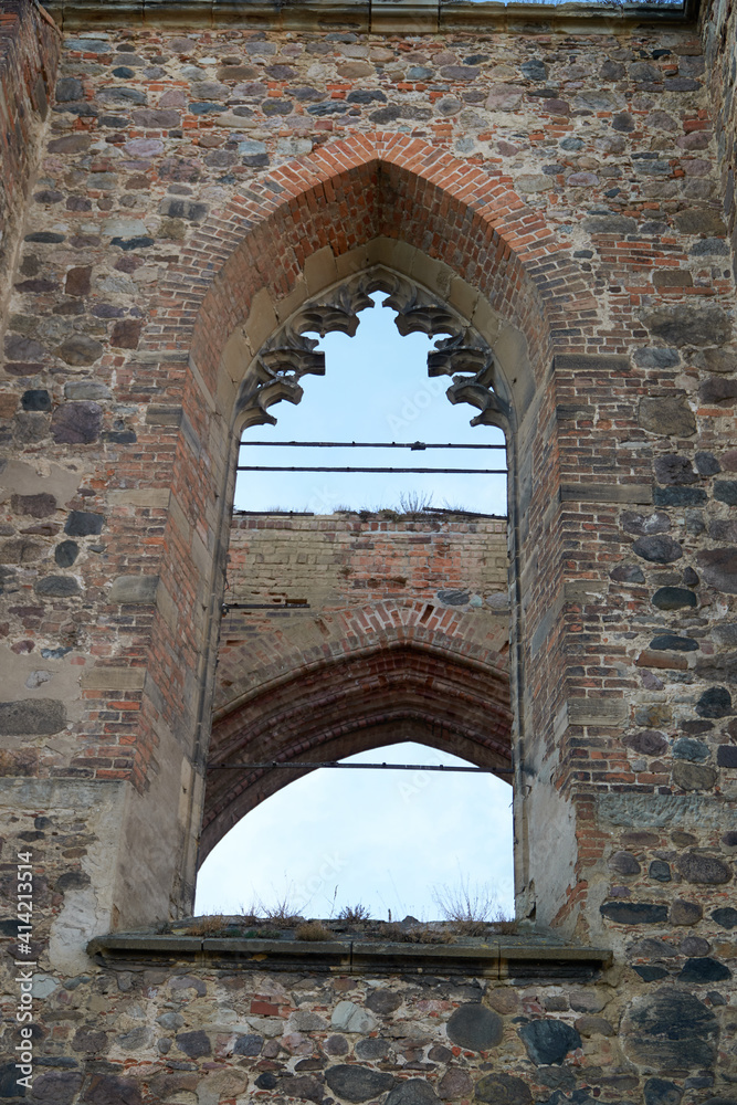 Old Gothic Style Window in Church Ruin
