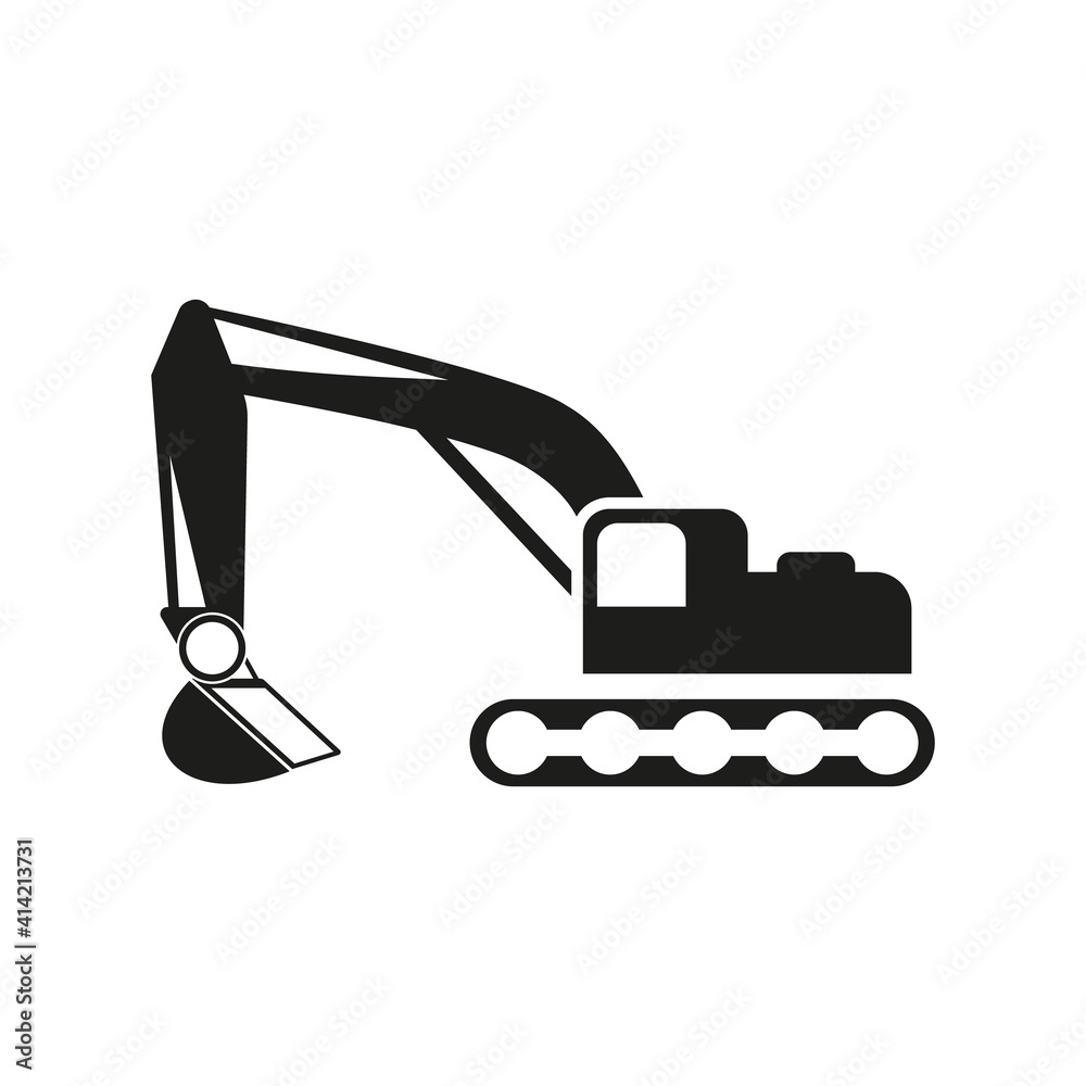 Excavator icon. Construction machinery symbol. Excavator icon. Construction machinery symbol.