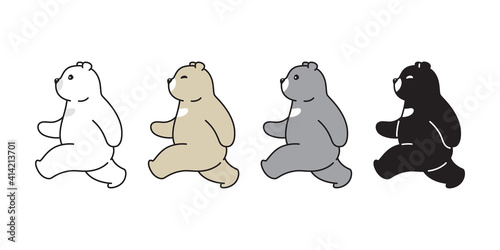 Bear vector polar bear running walk icon logo teddy cartoon character symbol doodle illustration design