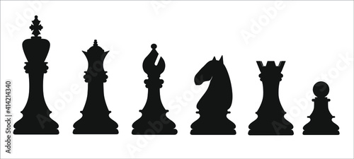 Collection of chess figures isolated on white. Vector illustration.