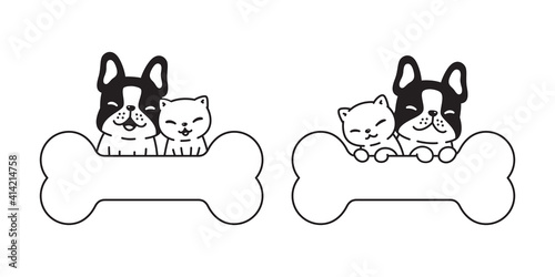 dog cat french bulldog vector icon bone logo kitten calico pet cartoon character symbol illustration doodle design