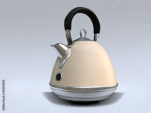 3d render illustration. modern coffee tea pot kettle classic style. Electric kitchenware equipment minimal concept.
