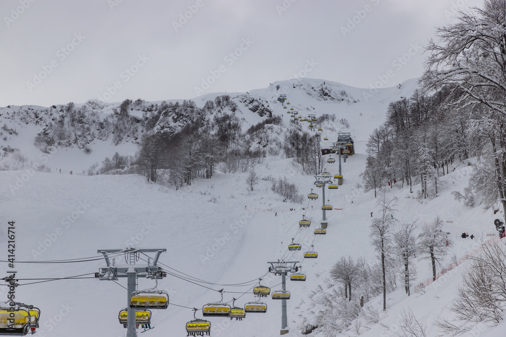 Panoramic view of chairlift Panoramic view of chairlift