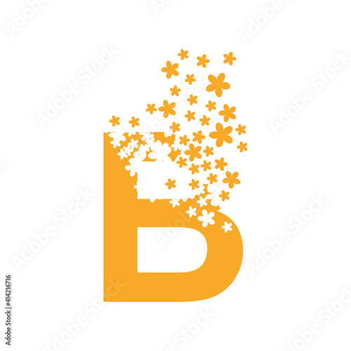 The letter B dissolves into a cloud of flowers