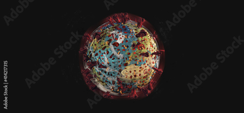 Fototapeta Naklejka Na Ścianę i Meble -  infected planet earth, virus spreading 3d-illustration. elements of this image furnished by NASA