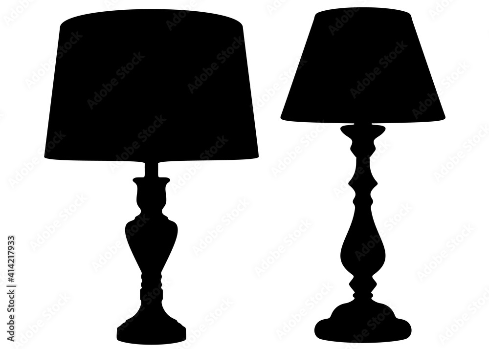 Beautiful lamps in a set for the table. Vector image. Beautiful lamps in a set for the table. Vector image.