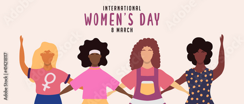 Women's Day 8 march diverse friend group banner