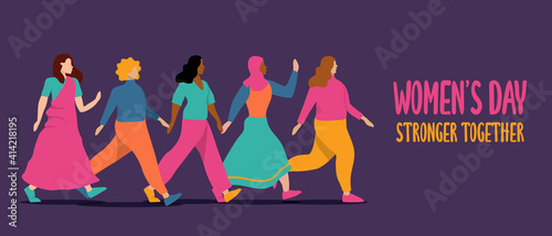 Women's Day diverse protest women banner