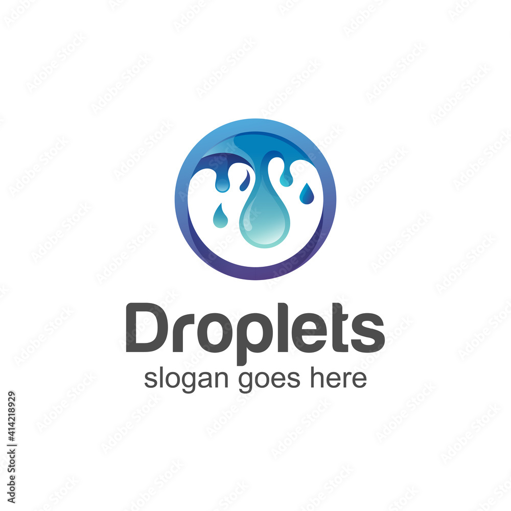 water drop and droplets logo design