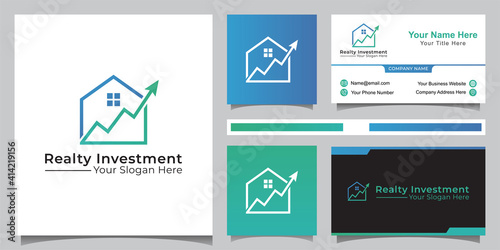 modern logo of property investment symbol or icon with business card design