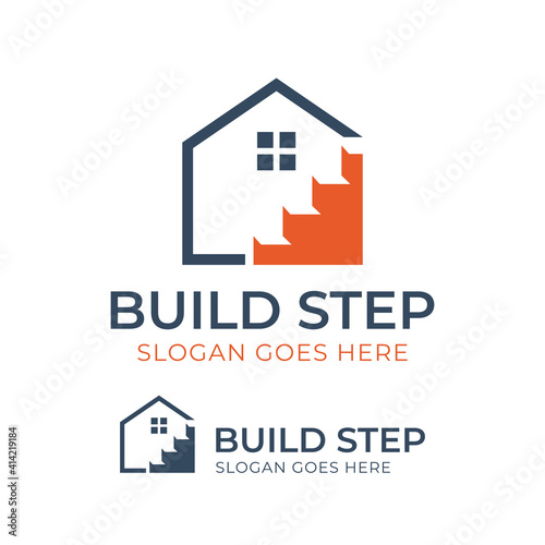 steps building house or property investment logo design