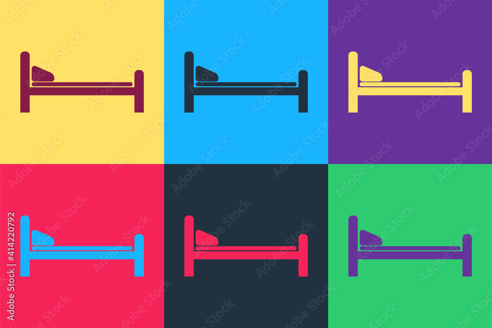 Pop art Hospital Bed icon isolated on color background. Vector.