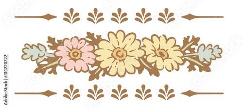 アンティークなお花の装飾エレメント。ベクター素材