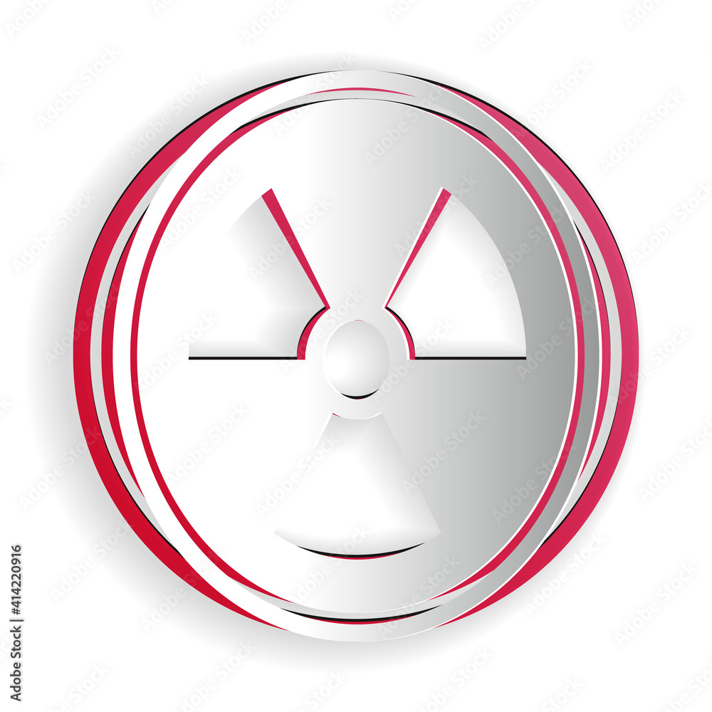 Paper cut Radioactive icon isolated on white background. Radioactive toxic symbol. Radiation Hazard sign. Paper art style. Vector. Paper cut Radioactive icon isolated on white background. Radioactive toxic symbol. Radiation Hazard sign. Paper art style. Vector.