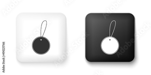 Black and white Blank label template price tag icon isolated on white background. Empty shopping discounts sticker. Template discount banner. Square button. Vector.