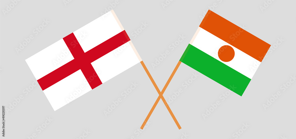 Crossed flags of England and Niger