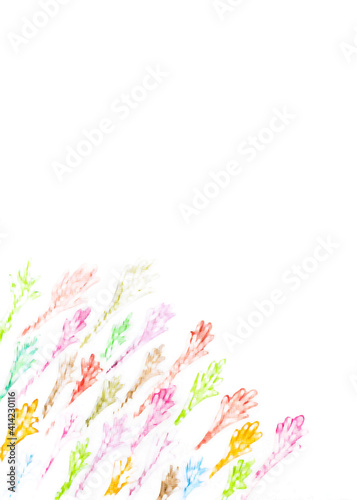 Explosions of color splashes on white background. Brushed effect. Abstract colorful background. Vertical image.