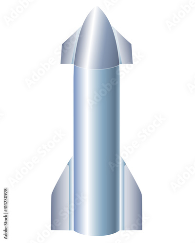 Rocket taking off - vector full color illustration with a martian spaceship. Rocket take off, Starship for space tourism and space exploration