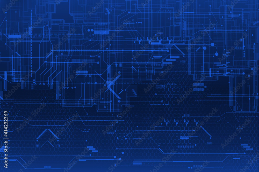 Abstract dark blue futuristic digital tech Background.