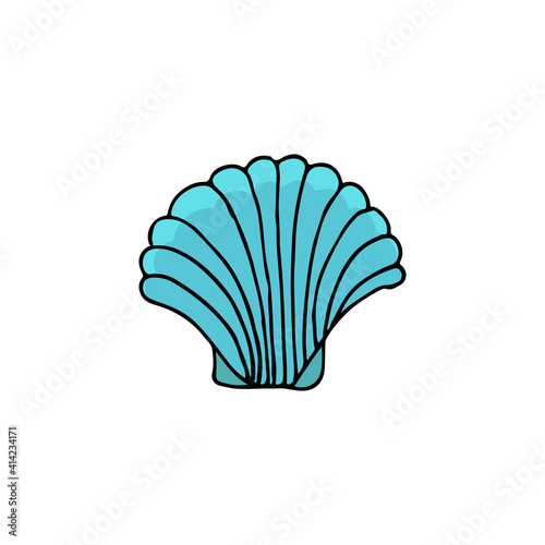 Colorful doodle seashell illustration. Colorful seashell icon. Illustration of seashell