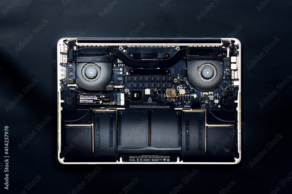 Fototapeta premium The inside of a laptop computer