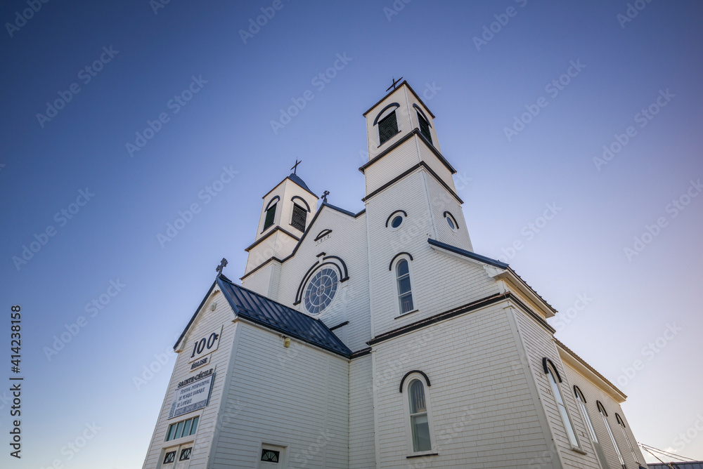Canada, New Brunswick, Sainte-Cecile. Exterior of Sainte-Cecile Church, also known as The Candy Church.