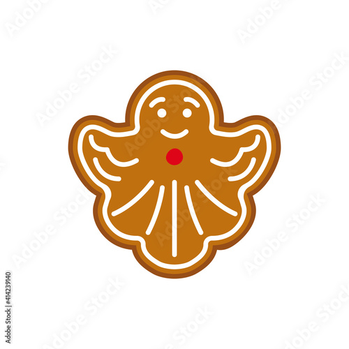 Christmas gingerbread cookie on white isolated background. Vector illustration photo