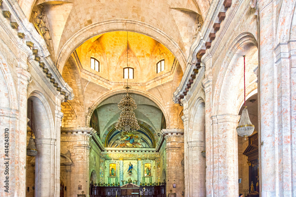 Fototapeta premium Inside the Old Havana cathedral (built between) 1748-1777), Cuba
