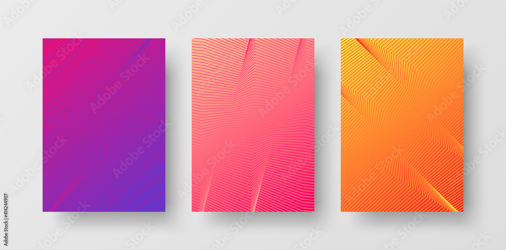 Set of Futuristic Abstract Background Wallpapers with Geometric Line Design. Modern Background Template for Banner, Brochure, Identity, Branding etc. Bright Backgrounds with Optical Illusion Lines