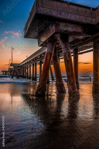 The Venice beach pier at sunset